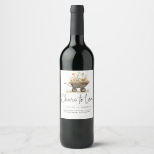 Rustic Country Chicken Cheers Wedding Wine Label