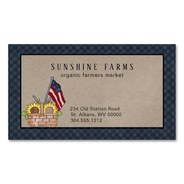 Rustic Country Chicken Farm  Magnetic Business Card (Front)