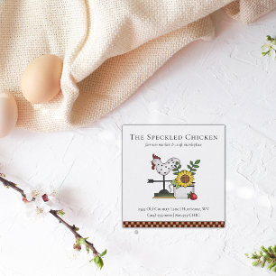 Rustic Country Chicken Rooster QR code  Square Bus Square Business Card