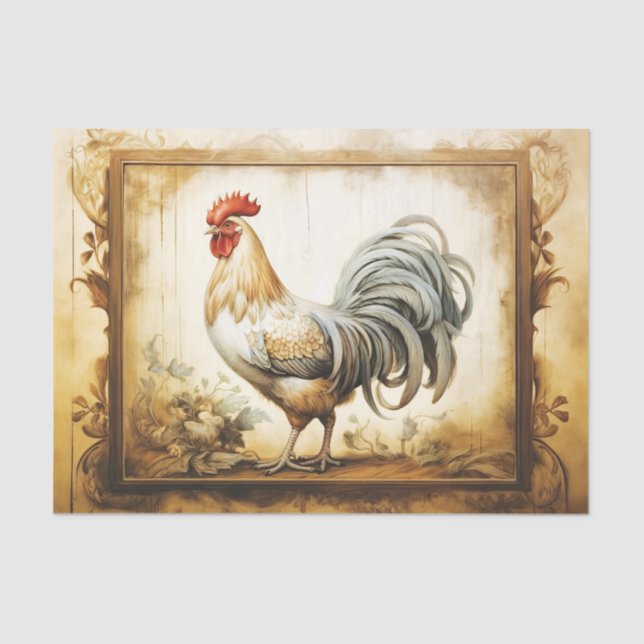 Rustic Country Chickens Decoupage Tissue Paper (Front)
