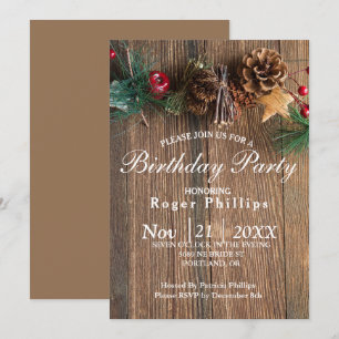 Rustic Country Christmas Birthday Party Invitation
