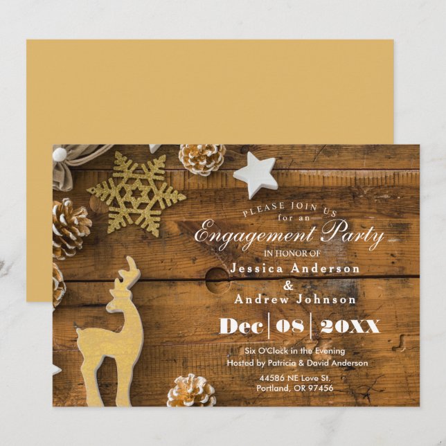 Rustic Country Christmas Deer Engagement Party Invitation (Front/Back)