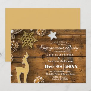 Rustic Country Christmas Deer Engagement Party Invitation