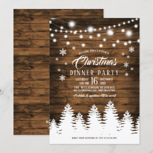 Rustic Country Christmas Dinner Party Invitation