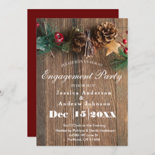 Rustic Country Christmas Engagement Party Invitation