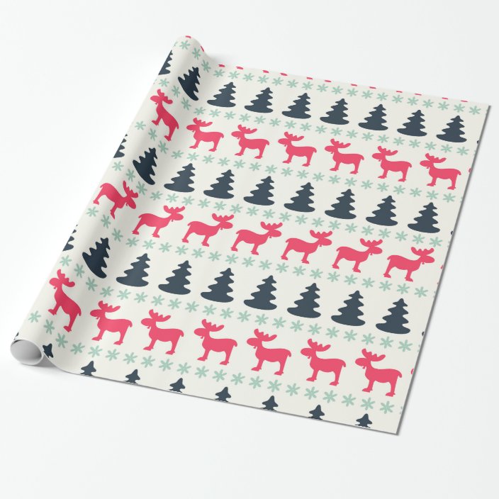 Rustic Country Christmas Holiday Moose & Tree Wrapping Paper | Zazzle.co.uk