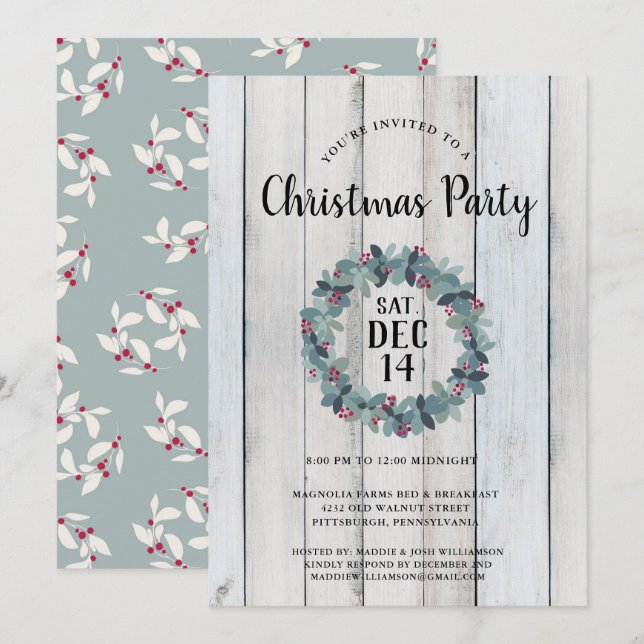 Rustic Country Christmas Holiday Party Invitation (Front/Back)