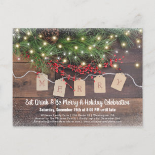 Rustic Country Christmas Holiday Party Invitation