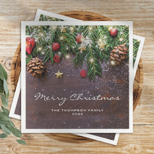 Rustic Country Christmas Holiday Party Napkin