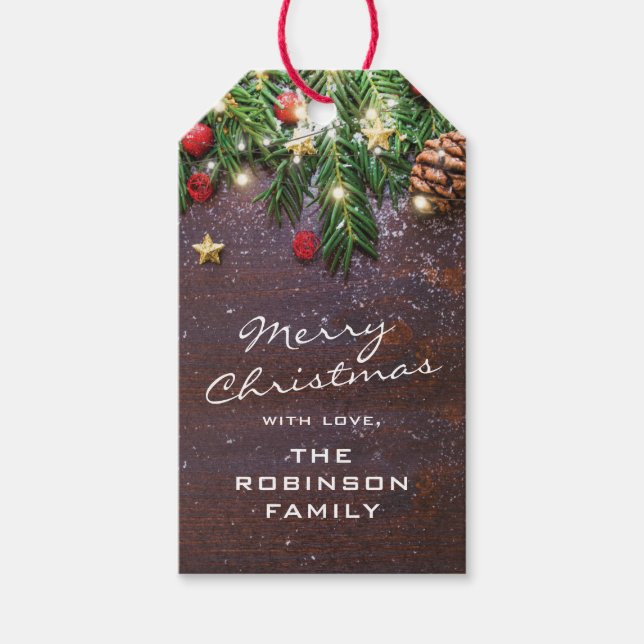 Rustic Country Christmas Holidays Gift Tags (Front)