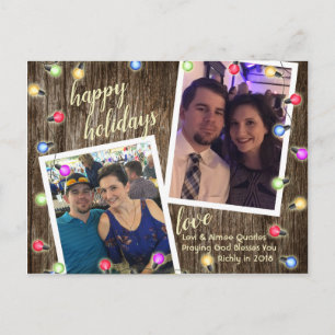 Rustic Country Christmas Lights Photo Postcard