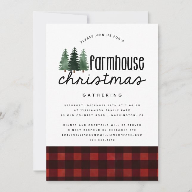 Rustic Country Christmas Party Buffalo Plaid Party Invitation (Front)