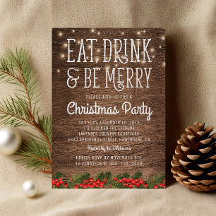 Rustic Country Christmas Party   Happy Holiday Invitation