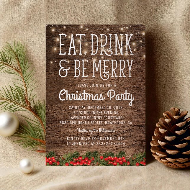 Rustic Country Christmas Party | Happy Holiday Invitation (Creator Uploaded)