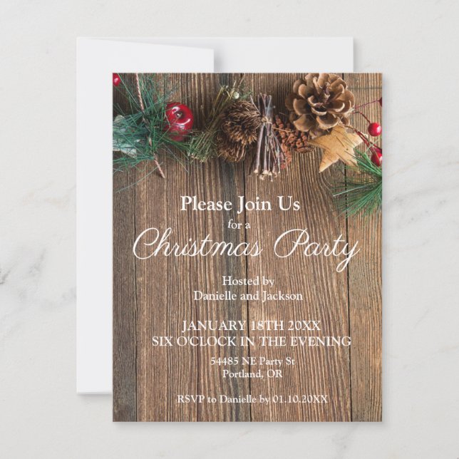 Rustic Country Christmas Party Invitation (Front)