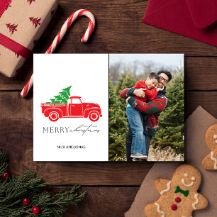 Rustic Country Christmas Photo Plaid  Holiday Card