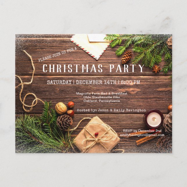 Rustic Country Christmas Pine Christmas Postcard (Front)