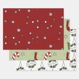 Rustic Country Christmas Snowflakes Gift Wrapping Paper Sheet