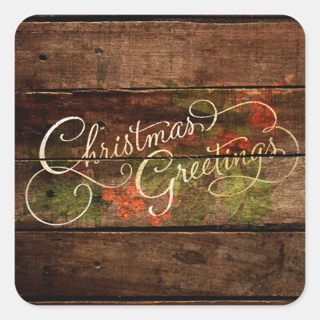 Rustic Country Christmas Square Sticker (Front)