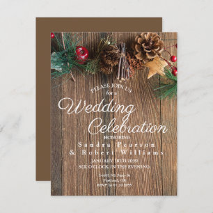 Rustic Country Christmas Wedding Invitation