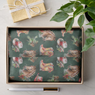 Rustic Country Christmas Western Farmhouse Horses Tissue Paper