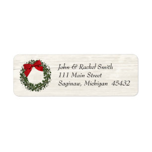 Rustic Country Christmas Wreath Address Label