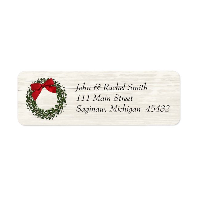 Rustic Country Christmas Wreath Address Label (Front)