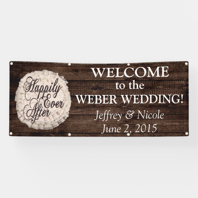 Rustic Country Couple Photo Wedding Banner (Horizontal)