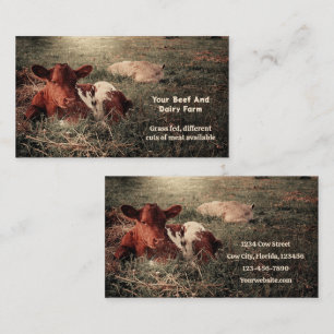 Rustic Country Cow Beef And Dairy Farm Business Card