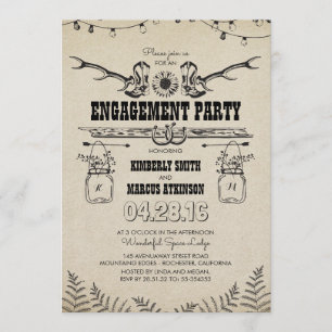 Rustic Country Cowboy Boots Engagement Party Invitation