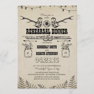 Rustic Country Cowboy Boots Rehearsal Dinner Invitation