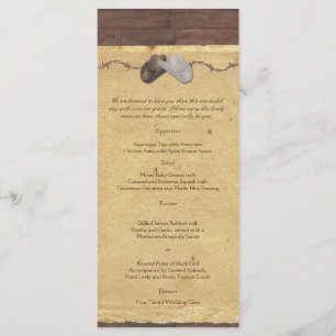 Rustic Country Cowboy Hat Barbed Wire Wedding Menu