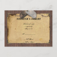 Rustic Country Cowboy Hats Barbed Wedding RSVP