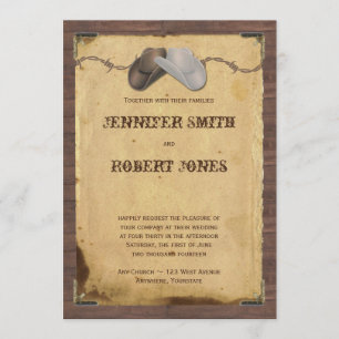 Rustic Country Cowboy Hats Wedding Invitation