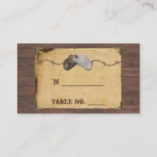 Rustic Country Cowboy Hats Wedding Place Cards