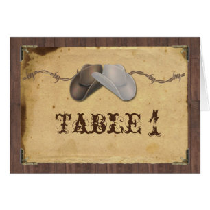 Rustic Country Cowboy Hats Wedding Table Number