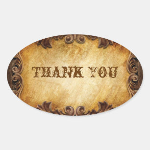 Rustic Country Cowboy Western Wedding Oval Sticker