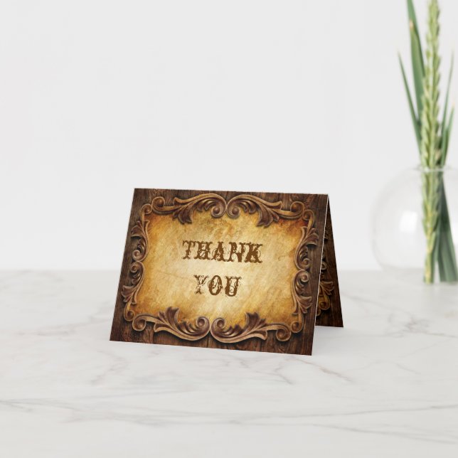 Rustic Country Cowboy Western Wedding Thank You Card (Front)
