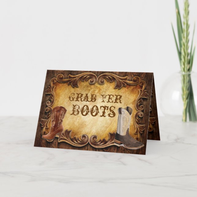 Rustic Country Cowboy Western Wedding Thank You Card (Front)
