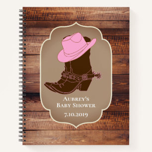 Rustic Country Cowgirl Boots & Hat Barn Wood Plank Notebook