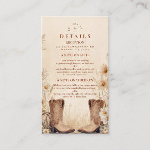 Rustic Country Daisy Boots Wedding Enclosure Card