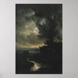 Rustic Country Dark Cottagecore Nature Landscape Poster
