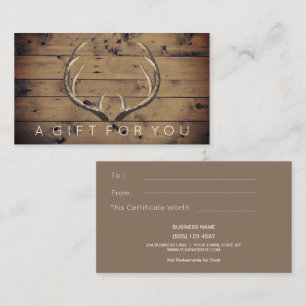 Rustic Country Deer Antlers Gift Card Certificate