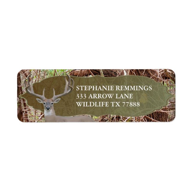 Rustic Country Deer Hunter Wedding Label (Front)