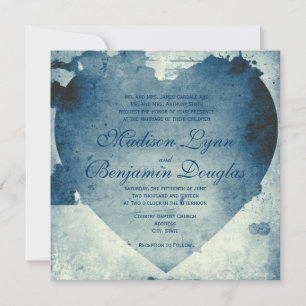 Rustic Country Distressed Heart Wedding Invitation