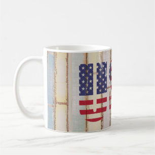 Rustic Country Distressed USA Flag Wood Pattern Coffee Mug