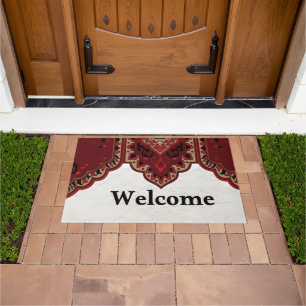 Rustic Country Entryway Doormat with Decorative Ar