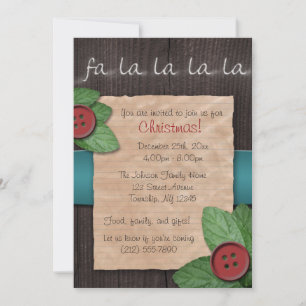 Rustic Country Fa La La La La Christmas Invitation