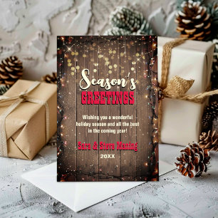 Rustic Country fairy lights Christmas Holiday Card