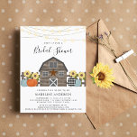 Rustic Country Fall Bridal Shower Invitation Postcard<br><div class="desc">Rustic Country Bridal Shower Invitation - Country chic invitation features a rustic barn surrounded by freshly harvested pumpkins and sunflowers, with glowing string lights hanging overhead. Our high quality template makes it so simple to personalise your unique invitation. If you would like to change the fonts or font colours, please...</div>